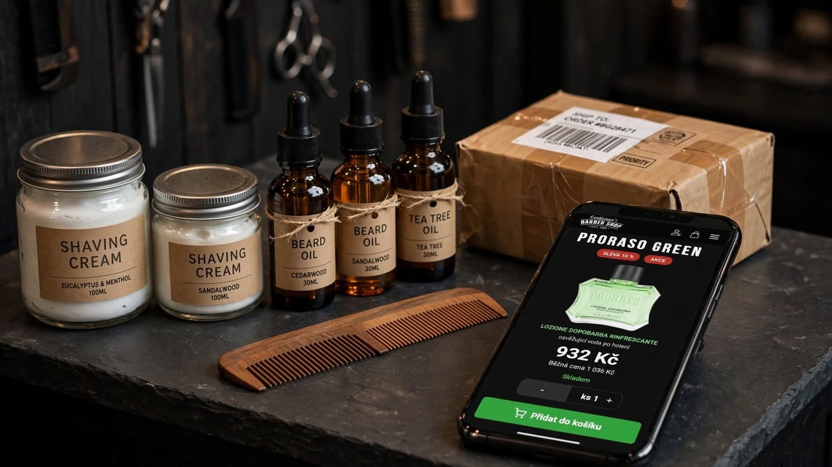 Produkty na starostlivosť o fúzy a objednávka v mobilnom e-shope